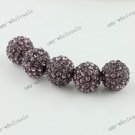 Wholesale 10mm Light Purple Ball Crystal Loose Beads Bracelet Findings 50PCS