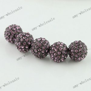 Wholesale 10mm Light Purple Ball Crystal Loose Beads Bracelet Findings 50PCS