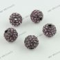 Wholesale 10mm Light Purple Ball Crystal Loose Beads Bracelet Findings 50PCS