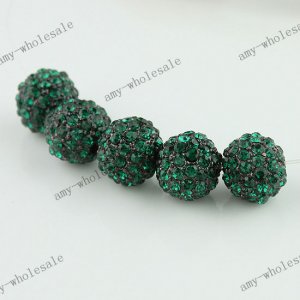 100pcs Wholesale Deep Green  Ball Crystal Loose Spacer Beads Bracelet Findings
