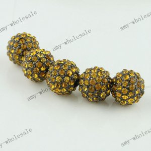 Wholesale Golden Ball Crystal Loose Spacer Beads Hip Hop Bracelet Findings 100X