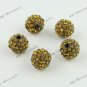 10mm Golden Round Ball Crystal Loose Spacer Beads Hip Hop Bracelet Findings 5PCS