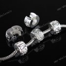 5X FLOWER SILVER CLASP STOPPER CHARM BEAD FIT BRACELET