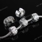 5X FLOWER SILVER CLASP STOPPER CHARM BEAD FIT BRACELET