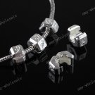 5X HEXAGON SILVER CLASP STOPPER CHARM BEAD FIT BRACELET