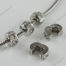 5PCS CLEAR CRYSTAL 18KGP STOPPER CLIP/LOCKS EUROPEAN BEADS FIT BRACELET