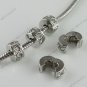 5PCS CLEAR CRYSTAL 18KGP STOPPER CLIP/LOCKS EUROPEAN BEADS FIT BRACELET