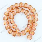 12MM LIGHT COFFEE GLASS HEART LOOSE BEAD FINDINGS 33PCS