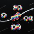 5PCS RAINBOW POLYMER CLAY HOLE BEADS FIT CHARM BRACELET