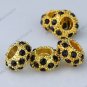 100PCS BLACK CRYSTAL GOLD SPACER CHARM BIG HOLE BEADS FIT BRACELET WHOLESALE