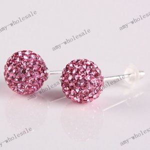 Best Christmsa Gift Czech Crystal 925  Silver Fashion Ball Earring 8mm