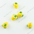 5PCS YELLOW STRAWBERRY LAMPWORK GLASS CHARM LOOSE BEADS