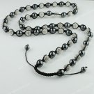 Clear CZECH Crystal  Ball Hematite Adjustable European Necklace Christmas GIft