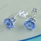 1PAIR LIGHT BLUE CRYSTAL CHARM FASHION STUD EARRING 6MM