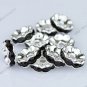 100PCS BLACK  SILVER PLATED CRYSTAL HOLE SPACER BEAD FINDINGS WHOLESALE