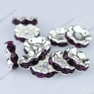 100PCS LIGHT PURPLE SILVER PLATED CRYSTAL SPACER BEAD WHOLESALE 4X10MM