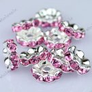 WHOLESALE PINK CRYSTAL HOLE SPACER BEAD FINDINGS FIT BRACELET 100PCS