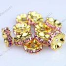 WHOLESALE  50PCS PINK CRYSTAL SPACER LOOSE BEAD FINDINGS  FIT BRACELET 4X10MM