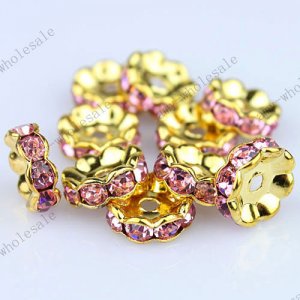 WHOLESALE  100PCS PINK CRYSTAL SPACER LOOSE BEAD FINDINGS  FIT BRACELET 4X10MM