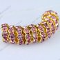 WHOLESALE 100PCS PINK CRYSTAL SPACER LOOSE BEAD FINDINGS FIT BRACELET 4X10MM