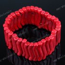 RED HOWLITE TURQUOISE STRETCH BRACELET BANGLE GEM 7.5"
