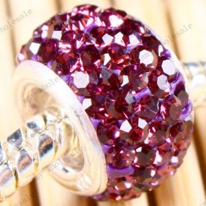925 SILVER PURPLE CRYSTAL FIT CHARM BEAD BRACELET