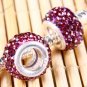 925 SILVER PURPLE CRYSTAL FIT CHARM BEAD BRACELET