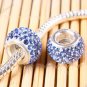 925 SILVER LIGHT BLUE CRYSTAL Big Hole Beads  FIT CHARM BEAD BRACELET