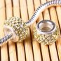 LIGHT YELLOW 925 SILVER CZECH CRYSTAL Big Hole Beads Charm BEAD BRACELET