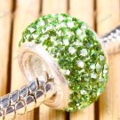 925 SILVER LIGHT GREEN CRYSTALBig Hole Beads   FIT CHARM BEAD BRACELET