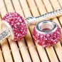 1PC 925 SILVER ROSE CRYSTAL FIT CHARM BEAD BRACELET