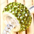 925 SILVER OLIVE CRYSTAL Big Hole Beads  FIT CHARM BEAD BRACELET 7X11mm