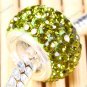 925 SILVER OLIVE CRYSTAL Big Hole Beads  FIT CHARM BEAD BRACELET 7X11mm