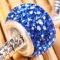 925 SILVER BLUE CRYSTAL Big Hole Beads FIT CHARM BEAD BRACELET 7X11mm