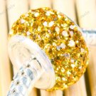 925 SILVER GOLDE CRYSTAL FIT CHARM BEAD BRACELET 7X11mm