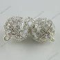 16MM CLEAR CRYSTAL SILVER MAGNETIC ROUND BALL CLASPS 2X
