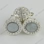 16MM CLEAR CRYSTAL SILVER MAGNETIC ROUND BALL CLASPS 2X