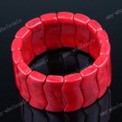 7.5" RED HOWLITE TURQUOISE STRETCH BRACELET BANGLE GEM