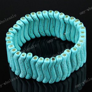 HOWLITE TURQUOISE GEM STRETCHY BRACELET BANGILE 7.5"L