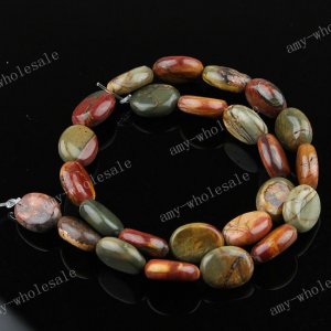 PICASSO JASPER GEMSTONE FLAT OVAL LOOSE BEAD 15x13X6MM