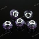 10X LIGHT PURPLE CRYSTAL GLASS CHARM BEAD FIT BRACELET
