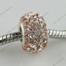 CZ CRYSTAL 925 SILVER BEAD FINDINGS CLEAR&PEACH