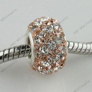 CZ CRYSTAL 925 SILVER BEAD FINDINGS CLEAR&PEACH