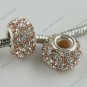 CZ CRYSTAL 925 SILVER BEAD FINDINGS CLEAR&PEACH