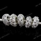 AB Crystal Silver Big Hole Beads Finding Charm Beads Fit Charm Bracelet