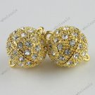 16MM CLEAR CRYSTAL GOLDEN MAGNETIC ROUND BALL CLASPS 2X