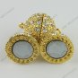 16MM CLEAR CRYSTAL GOLDEN MAGNETIC ROUND BALL CLASPS 2X