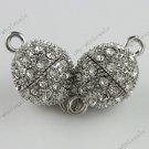 16MM CLEAR CRYSTAL 18KGP MAGNETIC ROUND BALL CLASPS 2X