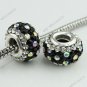 Black&Clear Czech Crystal 925 Silver Big Hole Loose Bead Fit Charm Bracelet