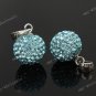 OCEAN BLUE CZECH CRYSTAL DISCO BALL AUTHENTIC  925 SILVER PENDANT 10mm